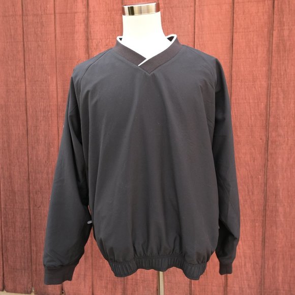 Vintage Adidas Climaproof V Neck Mesh Lined Black Windbreaker Pullover Men's XL - Picture 1 of 9